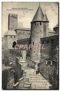 Old Postcard Cite Carcassonne Montee the door & # 39aude and castle