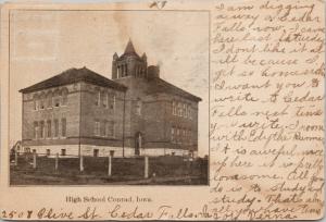 High School Conrad Iowa IA c1907 Postcard E40 *As Is