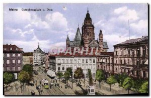 Old Postcard Mainz Gutenbergplatz u Dom