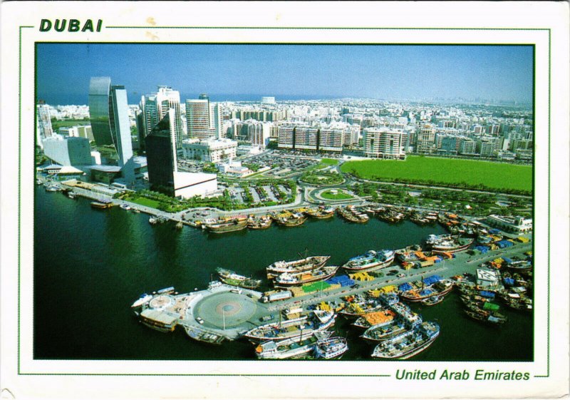 PC CPA U.A.E. , DUBAI, BIRDS EYE VIEW OF DUBAI, REAL PHOTO POSTCARD (b16405)