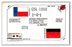 Postcard QSL CB Ham Radio Amateur Card From Ft. Hood Texas KBLI-0618 