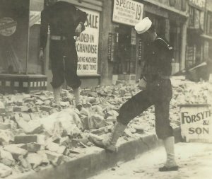 Long Beach CALIFORNIA RPPC 1933 EARTHQUAKE Ruins Stores DEAD BODY Sailors SAD!!