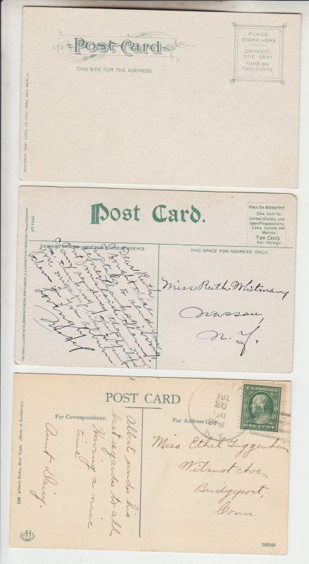 P2967, 3 old postcards boulder rock,ny harbor,masonic temple new york collection