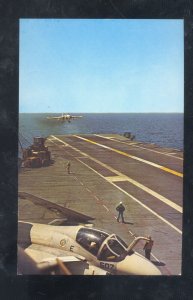 USS LEXINGTON AIRCRAFT CARRIER DECK GRUMMANN A-6 INTRUDER JET PLANE POSTCARD