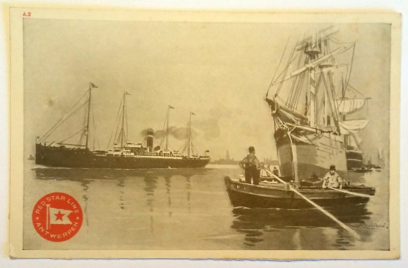 5 VINTAGE POSTCARDS RED STAR LINE - ANTWERPEN - 1920. UNUSED!!!