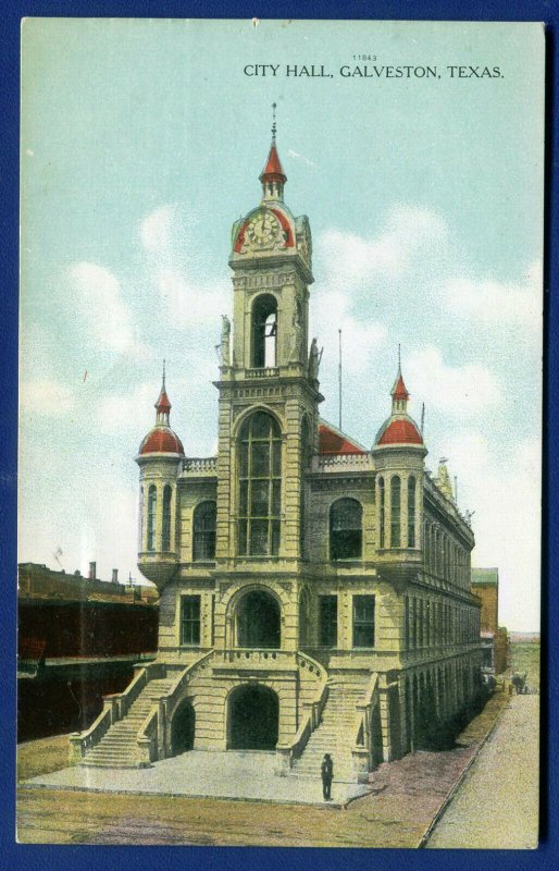 Galveston Texas tx City Hall old postcard