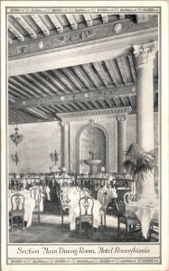 Postcard Main Dining Room at Hotel Pennsylvania on Seventh Avenue New York City