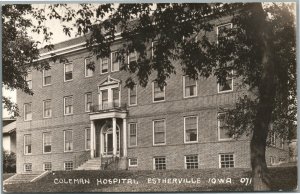 ESTHERVILLE IA COLEMAN HOSPITAL ANTIQUE REAL PHOTO POSTCARD RPPC