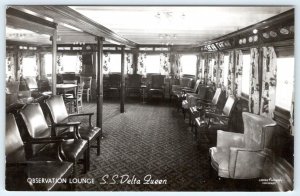 1953 RPPC S. S. DELTA QUEEN OBSERVATION LOUNGE STERNWHEEL STEAMBOAT INTERIOR
