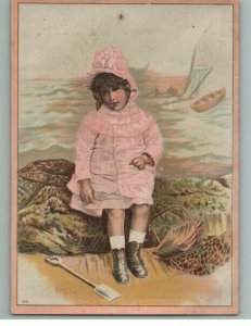 Coffee Schnull Krag Trade Card Co Victorian Indianapolis Indiana Girl In Pink 