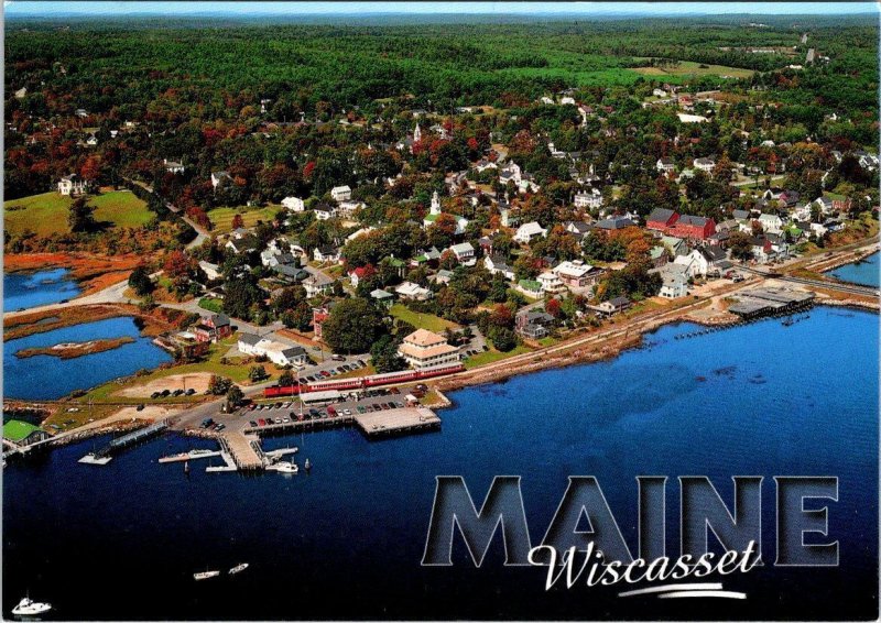 2~4X6 Postcards Wiscasset, ME Maine MARINA/Bird's Eye View & CHURCH~COURT HOUSE