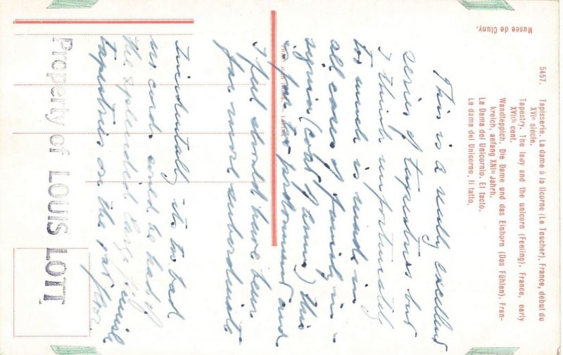 Lady & Unicorn Tapestry Postcard - Musee de Cluny Medieval Art