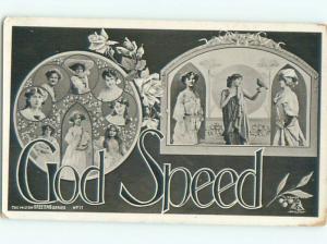 foreign c1910 Slight Risque Interest GOD SPEED - MANY WOMEN SHOWN AB8156