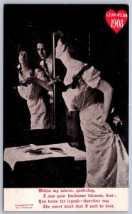 K50/ Leap Year 1908 Holiday Postcard Man Woman Love Mirror 33