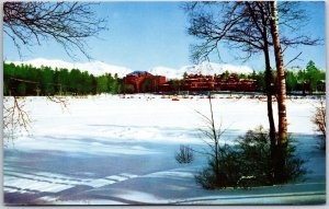 Lake Placid Club New York Mirror Lake Winter Snow-Capped Southern Range Postcard