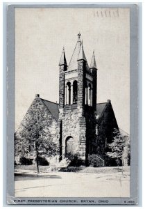 Bryan Ohio OH Postcard First Presbyterian Church Building Exterior 1947 Antique