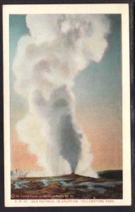 Old Faithful in Eruption Yellowstone Park Postcard 4105