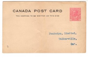 Canada, Postal Stationery Postcard, 2 Cent Peabody Gloves, Walkerville, Ontario