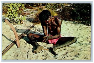 Australia Postcard Firemaking Australian Aboriginal c1960's Unposted Vintage