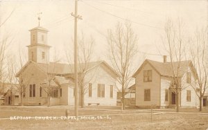 J7/ Capac Michigan RPPC Postcard c1910 Baptist Church Building 220