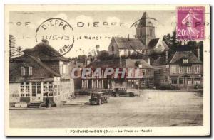 Old Postcard Fontaine-le-Dun La Place du Marche