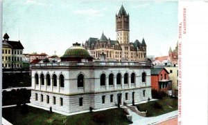 1900s Carnegie Library and Court House Tacoma Washington Postcard