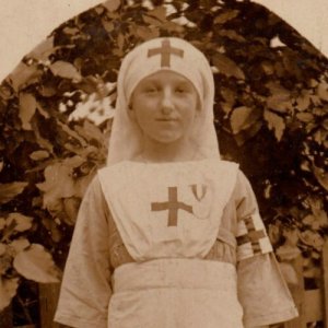 WWI Nurse Girl Wearing Medal And Armband Real Photo Postcard RPPC