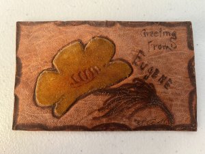 c1905 Flower Greetings From Eugene Oregon OR Novelty Leather Postcard