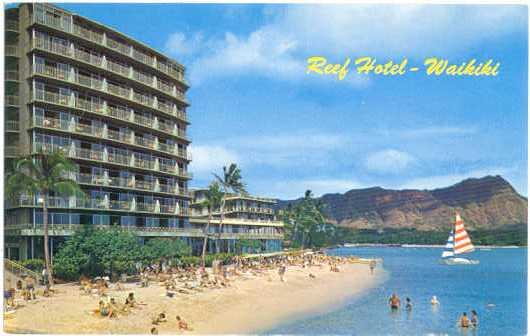 Reef Hotel, Waikiki Beach, Hawaii, HI, Chrome