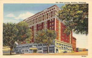 Hotel Loraine Madison Wisconsin linen postcard