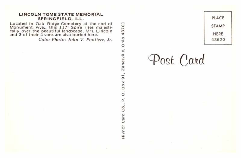 Postcard MONUMENT SCENE Springfield Illinois IL AU2454