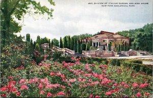 Postcard NY New York Zoological Park  Italian Gardens and Bird House