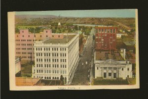 Postmarked 1944 Calgary Alta Calgary Street Scene Color Postcard CLIPPED EDGE