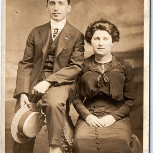 1913 Atlantic City, NJ Man Woman RPPC Real Photo Phillips Souvenir Postcard A122