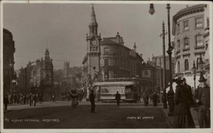 Hastings England Trolley Albert Memorial Judges Real Photo Vintage Postcard