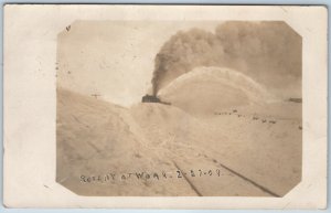 c1909 Rotary at Work RPPC Snow Removal Train Railroad Equipment Buckley IL A379