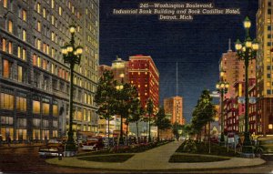 Michigan Detroit Washington Boulevard Showing Industrial Bank Building and Bo...