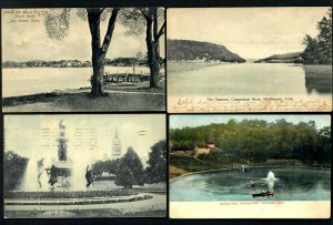 H18 Ct. 4 pcs. The Narrows, Morris Cove, Bushnell Park, Bathing Pond Fountain