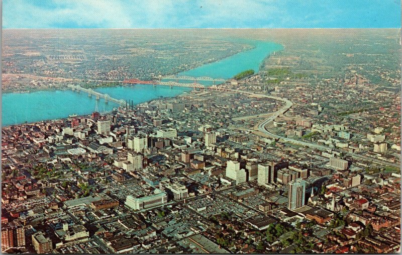 Vtg Aerial View of Louisville Ohio River Kentucky KY Chrome Postcard