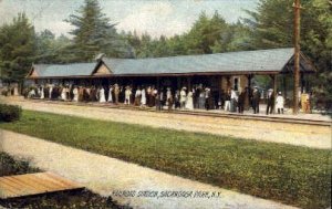 Railroad Station, Sacandaga Park, NY, USA Railroad Train Depot 1911 postal us...