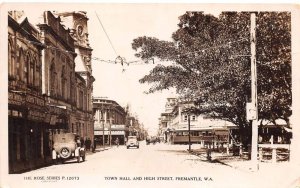 Fremantle Western Australia Town Hall and High Street Real Photo PC AA68023