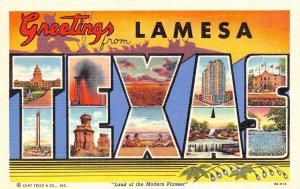 TX, Texas   LAMESA LARGE LETTER LINEN  Dawson County   c1940's Curteich Postcard