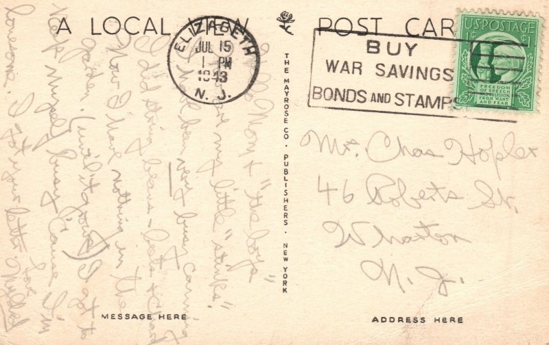 Vintage Postcard 1913 Union County Court House Elizabeth New Jersey N