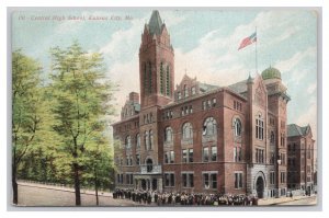 Postcard Central High School Kansas City Mo. Missouri c1908 Postmark