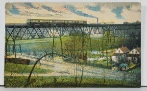 Milwaukee Wis Street Car Bridge Interurban Line c1914 Postcard D12