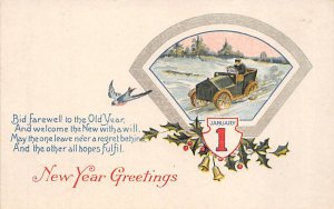 New Year Greetings Auto Car Unused 