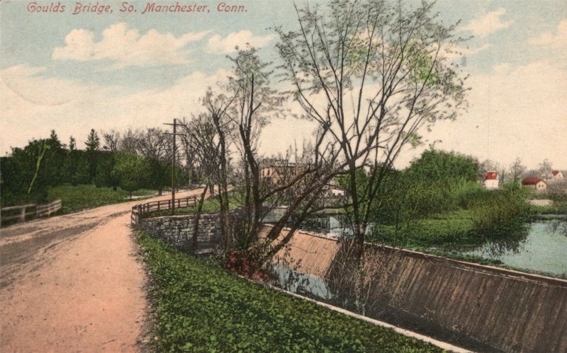 South Manchester Connecticut, Gould's Bridge, August Schmelz, Vintage Postcard