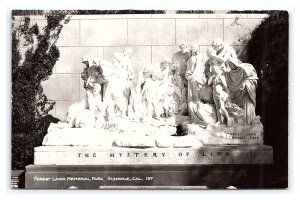 Postcard Forest Lawn Memorial Park Glendale Cal. The Mystery Of Life Statue RPPC