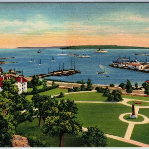 1938 Mackinac Island, Mich Harbor Grand Hotel Sharp Color MI Linen PC Teich A217