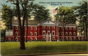 Vtg Wellsboro Pennsylvania PA Soldier's and Sailor's Memorial Hospital Postcard